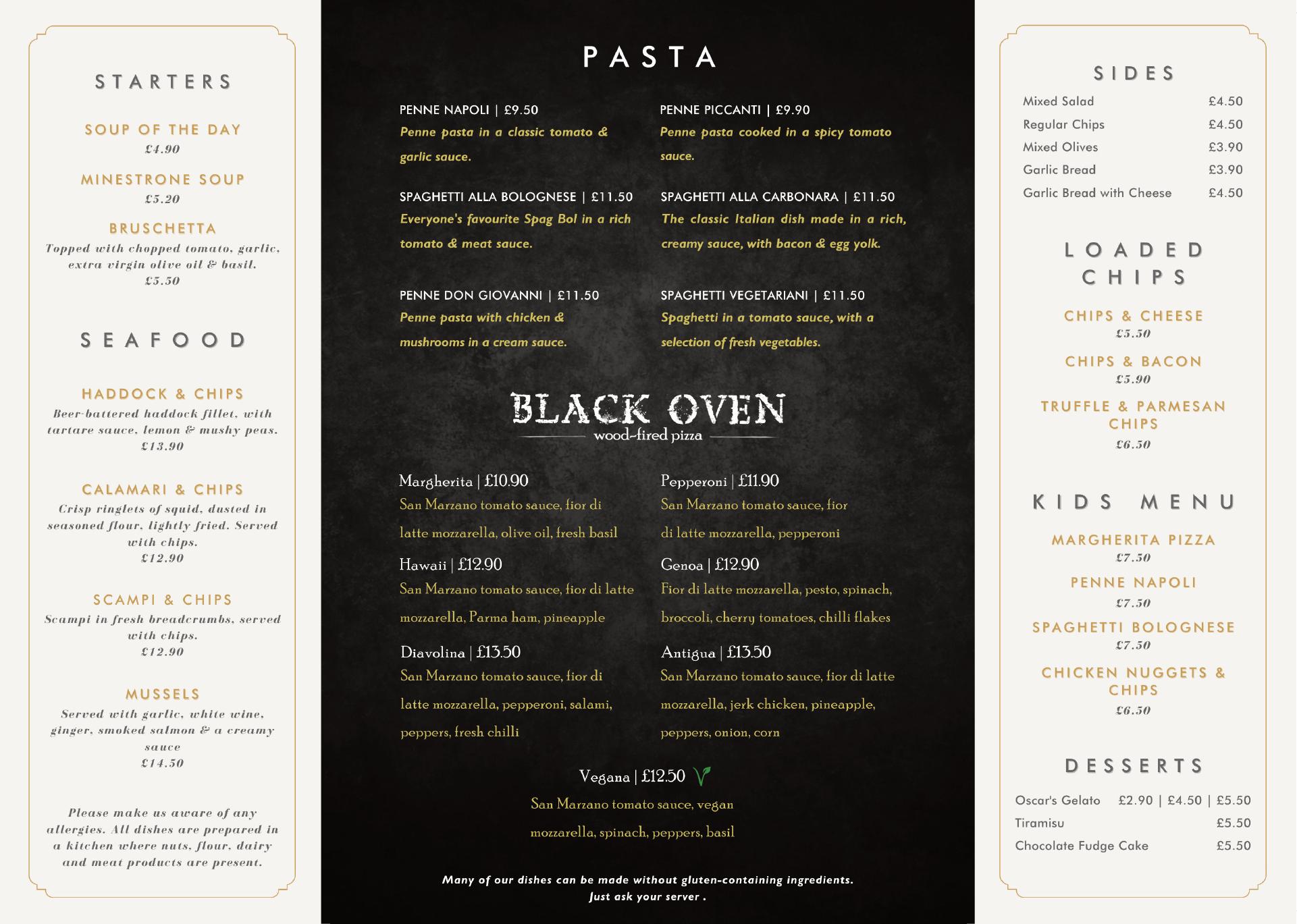 The Boathouse Menu