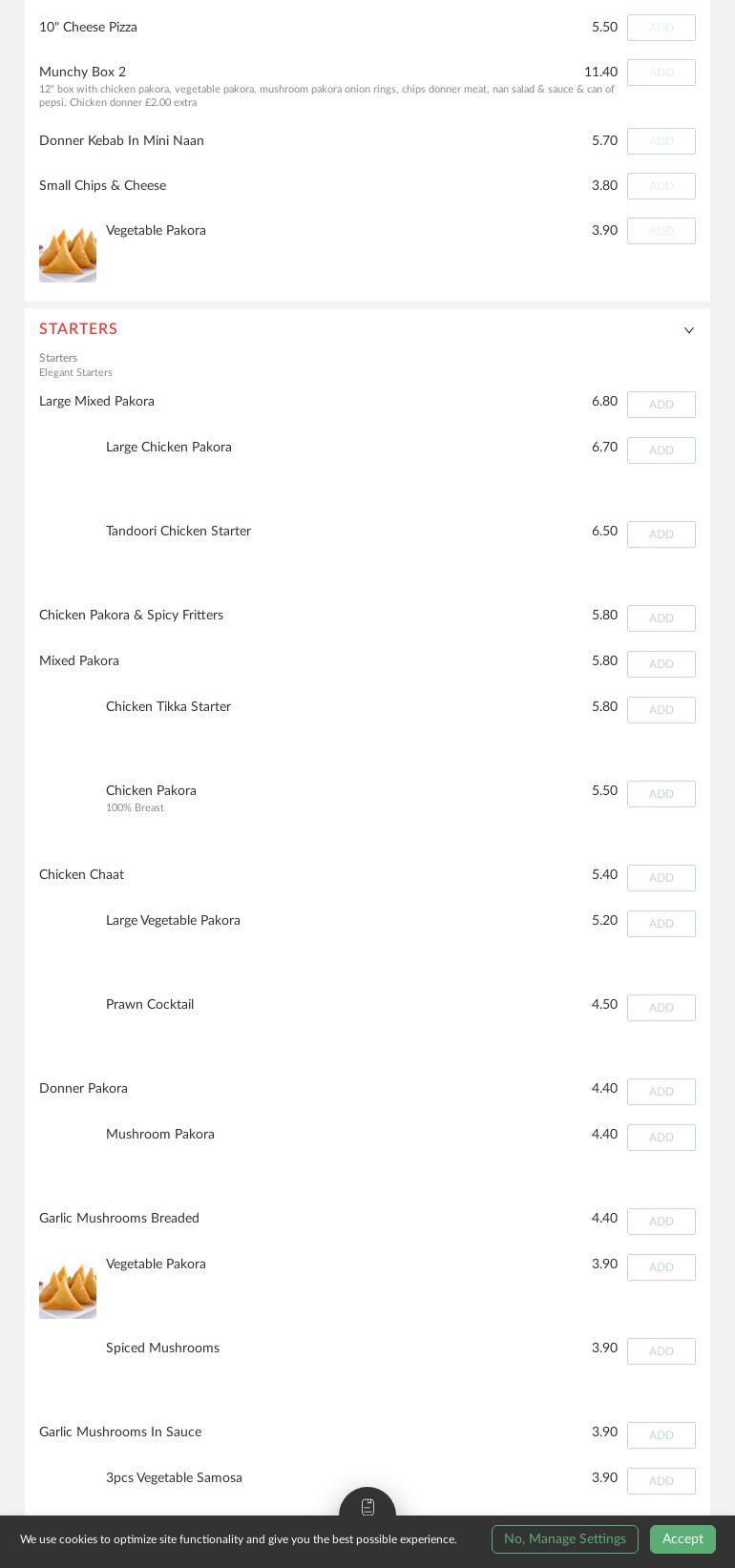 Shimla Menu
