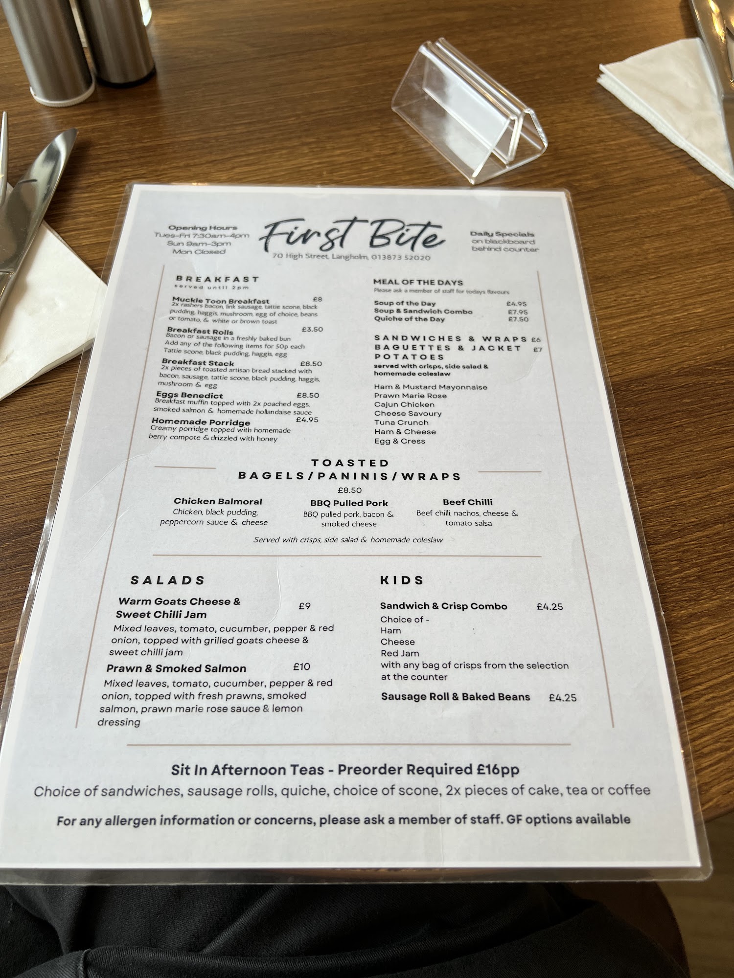 Beattie’s Bakes Menu