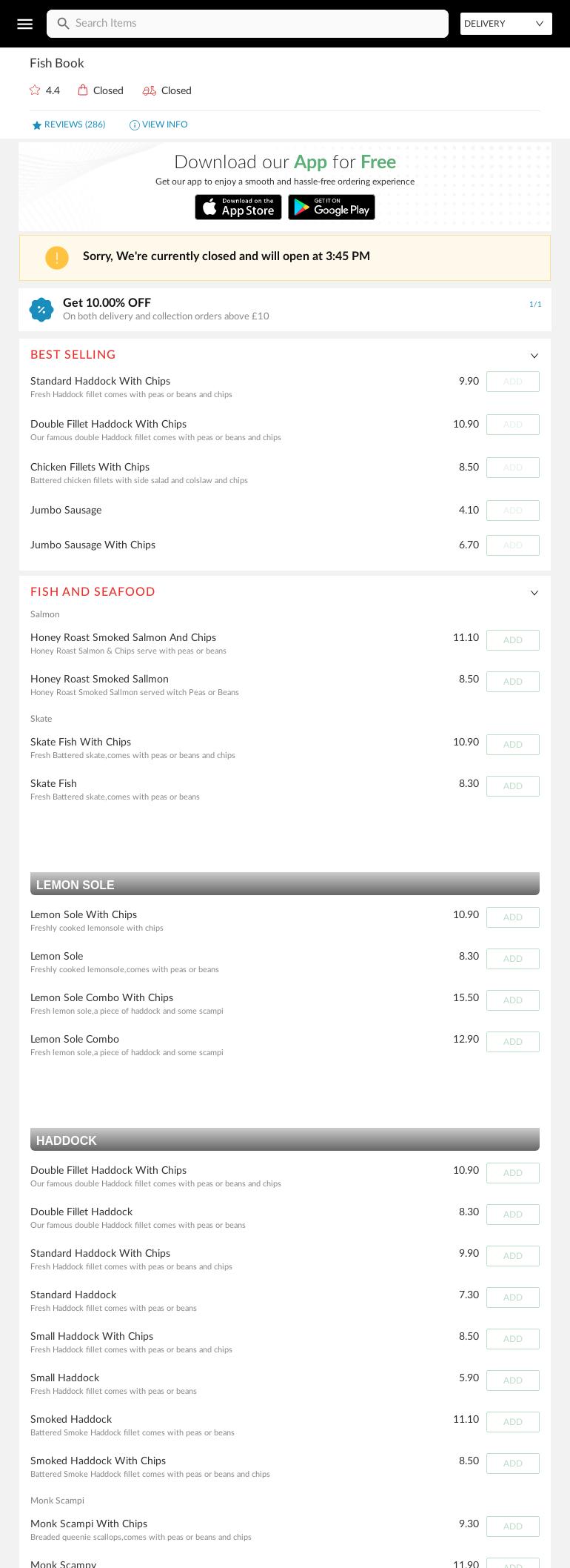 Fish Book Menu