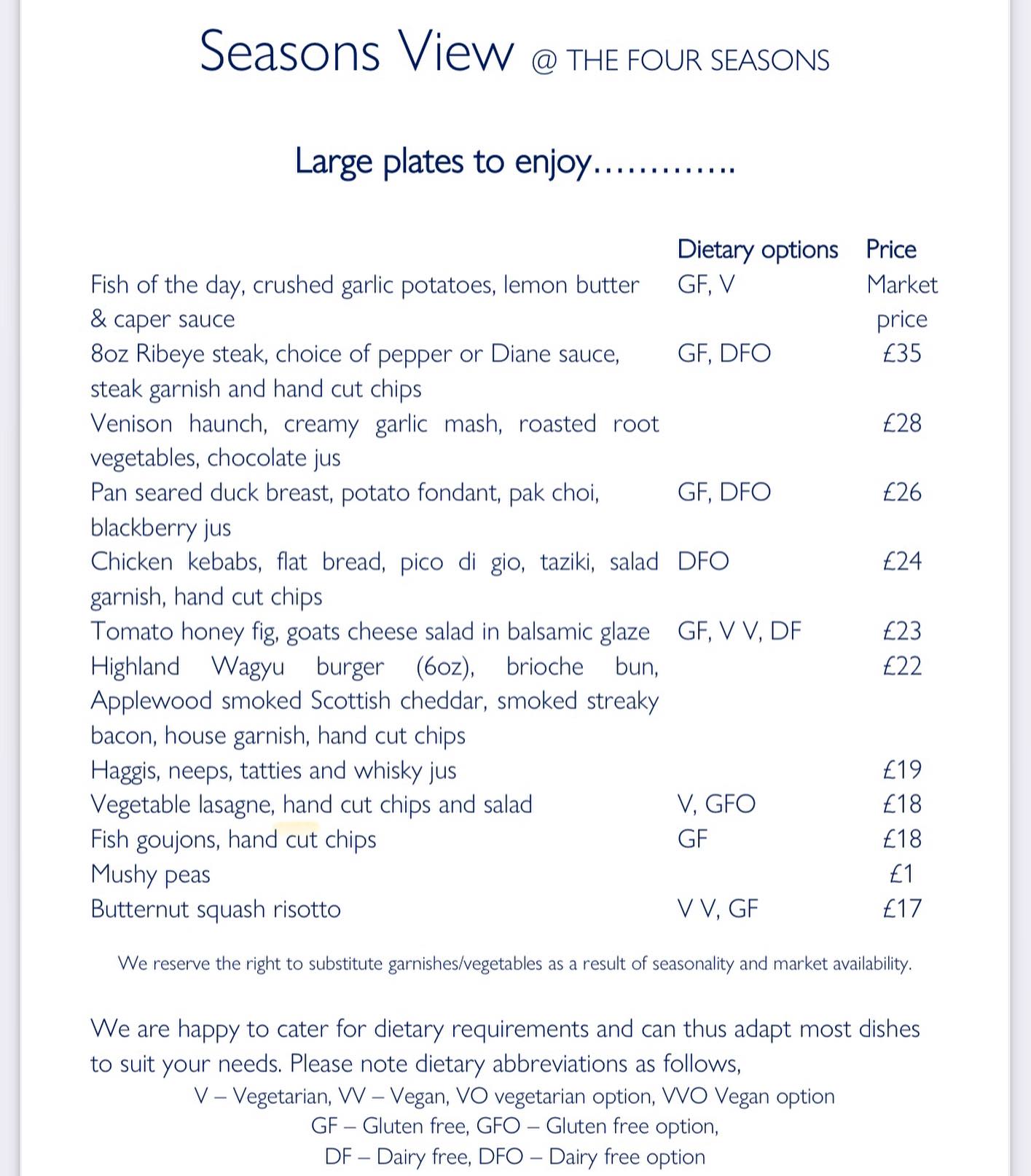 Seasons View Menu