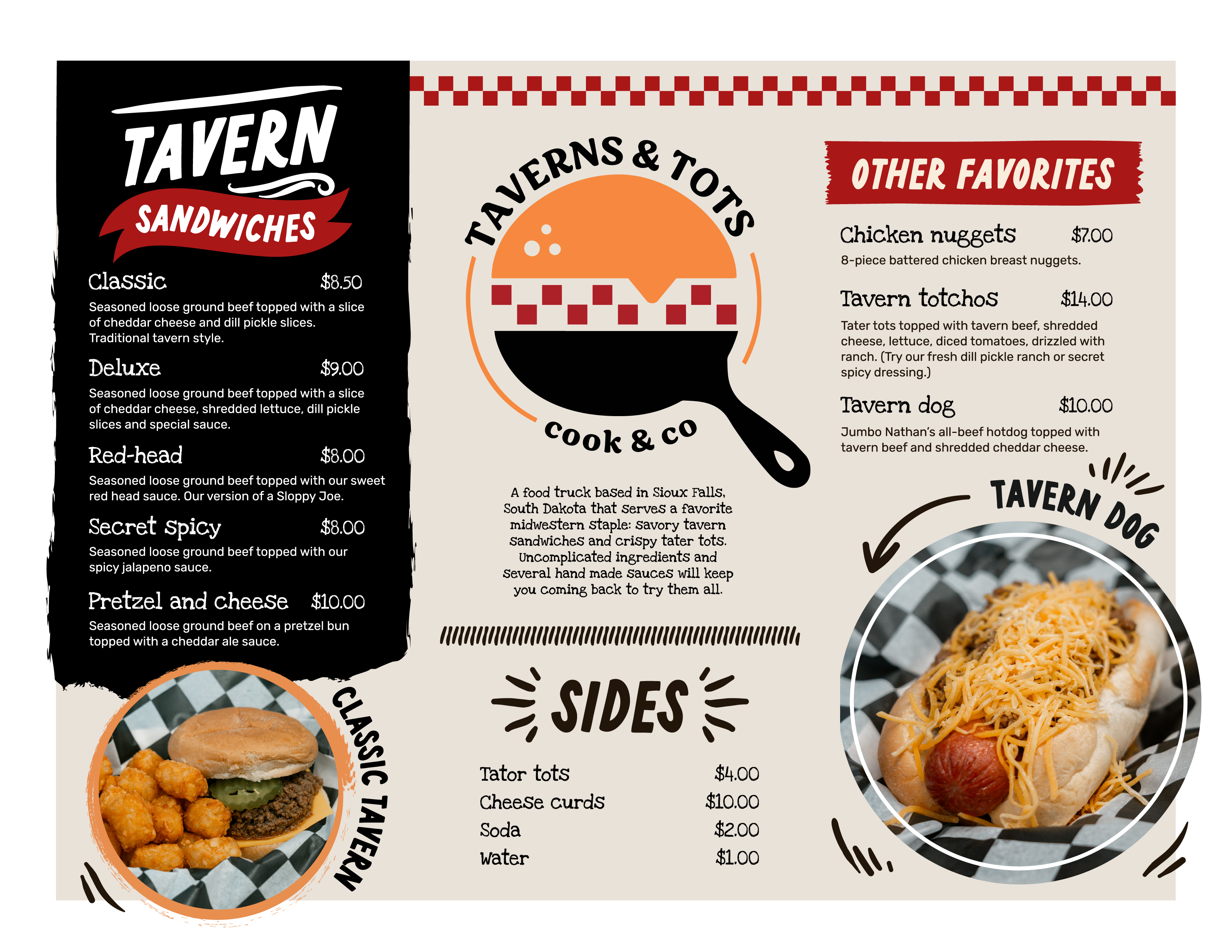 Taverns + Tots Menu