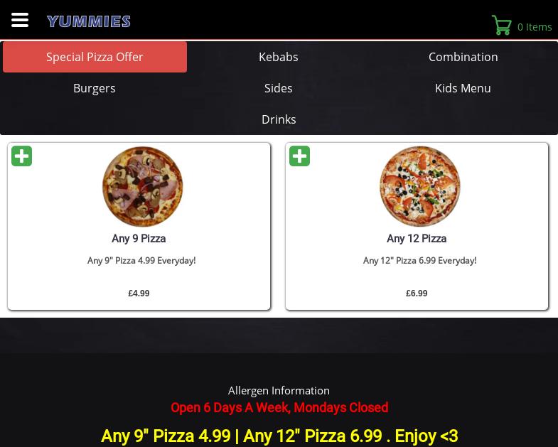 Yummies Menu