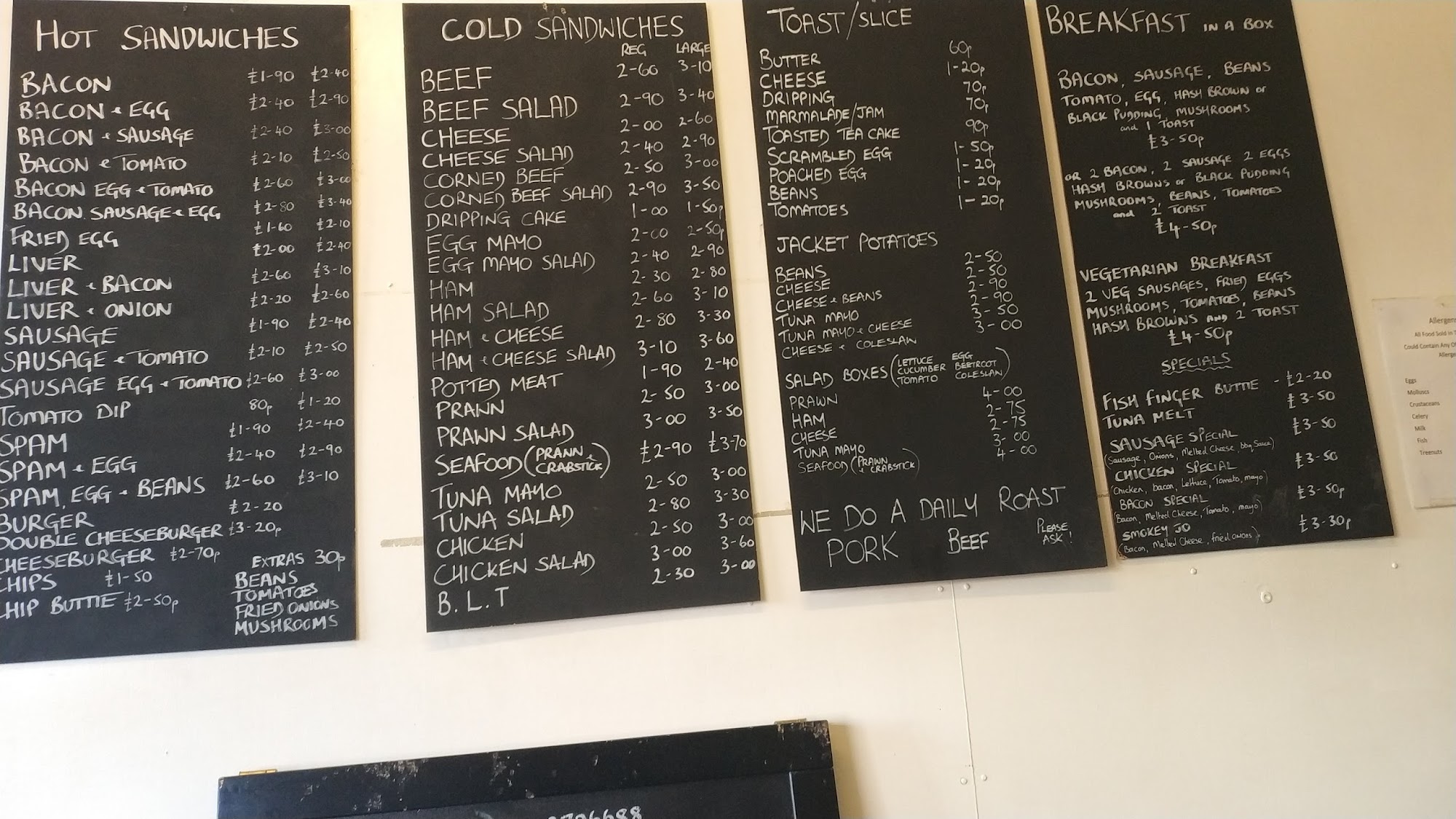 Effingham Sandwich Shop Menu