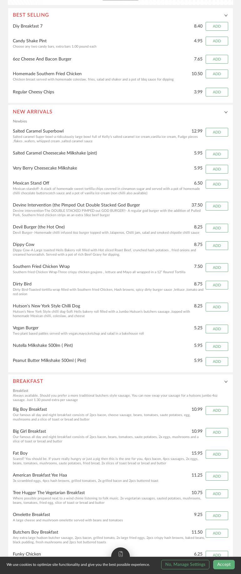 Dial Your Dinner Lowestoft Menu