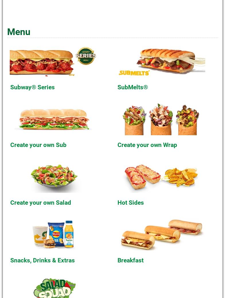 Subway Menu