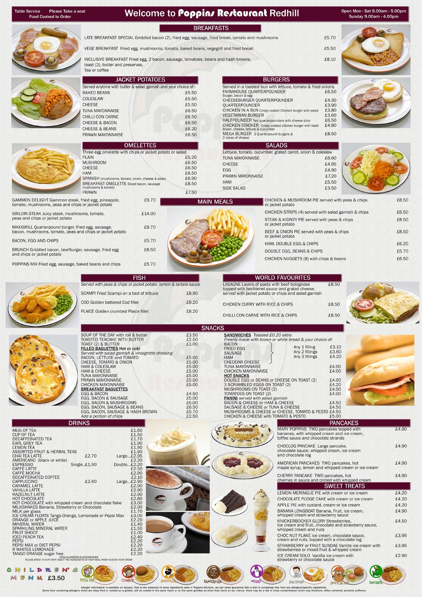 Poppins Cafe & Restaurant Menu