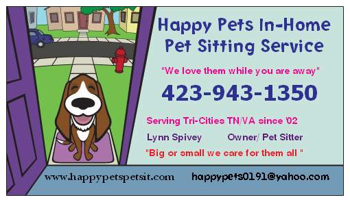 Happy Pets Pet Sitting Service 450 Pleasant Grove Rd, Bluff City Tennessee 37618