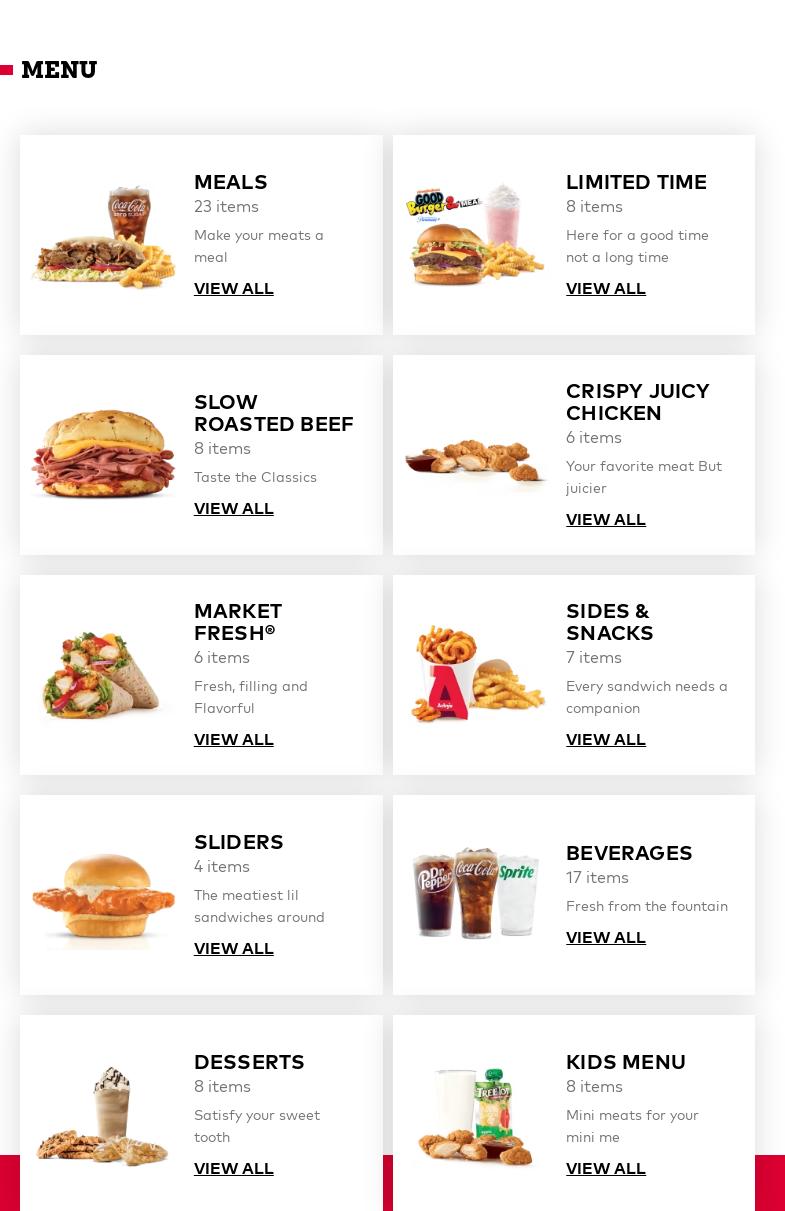Arby's Menu