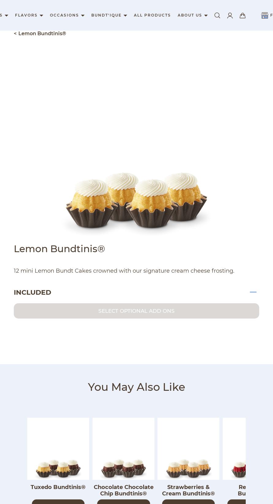 Nothing Bundt Cakes Menu