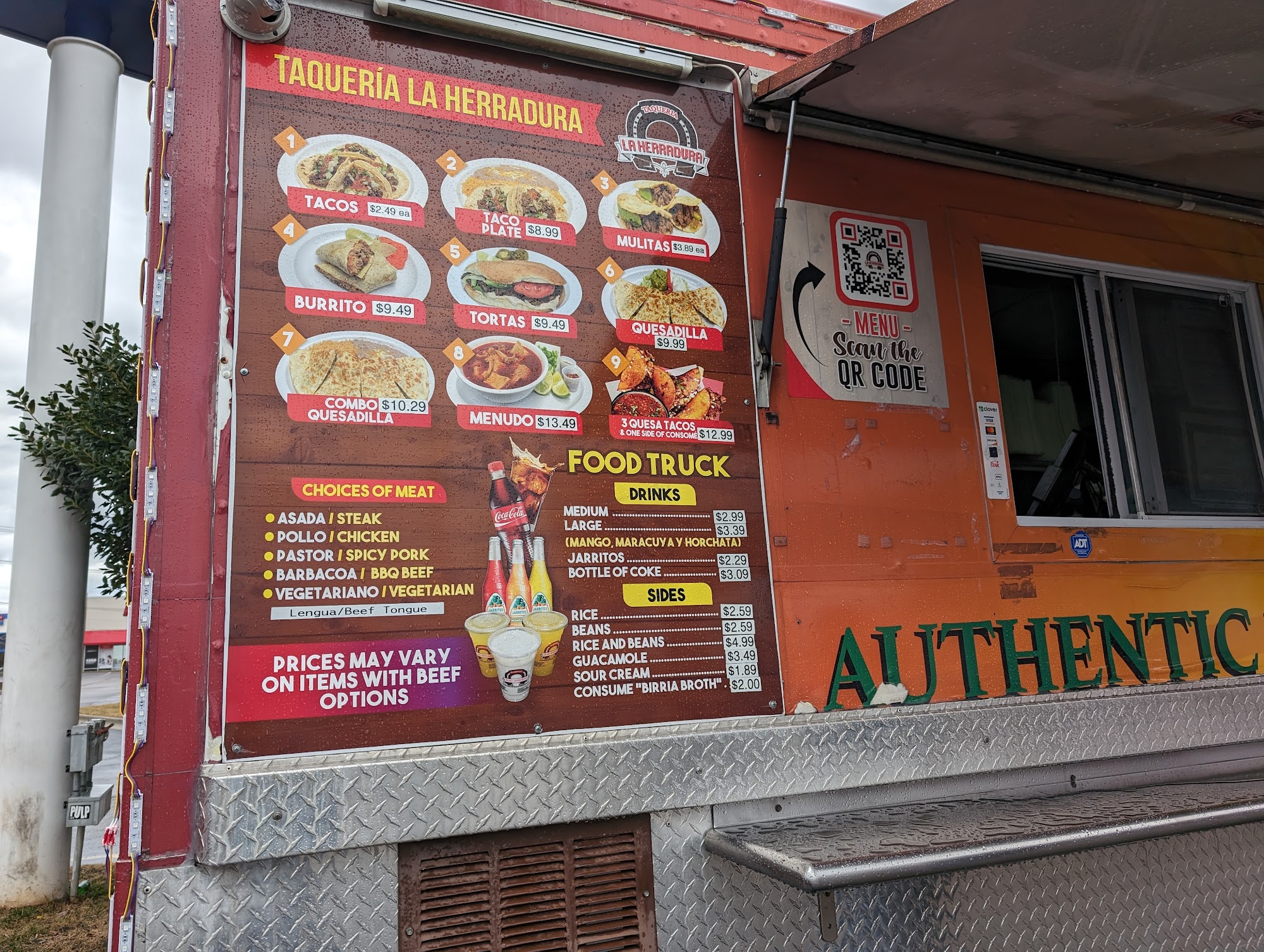 Taco truck Menu