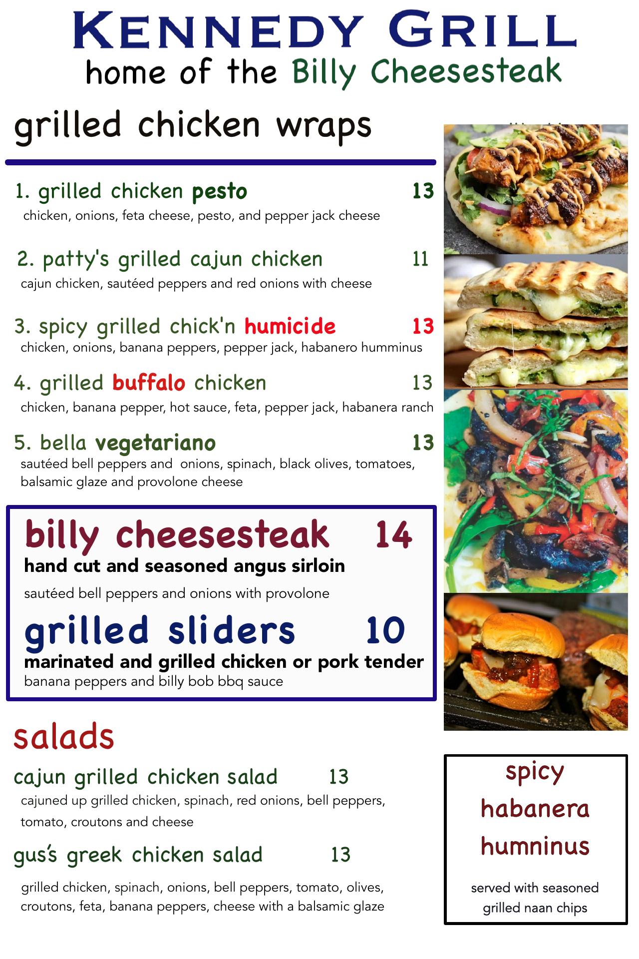 Kennedy Grill Menu