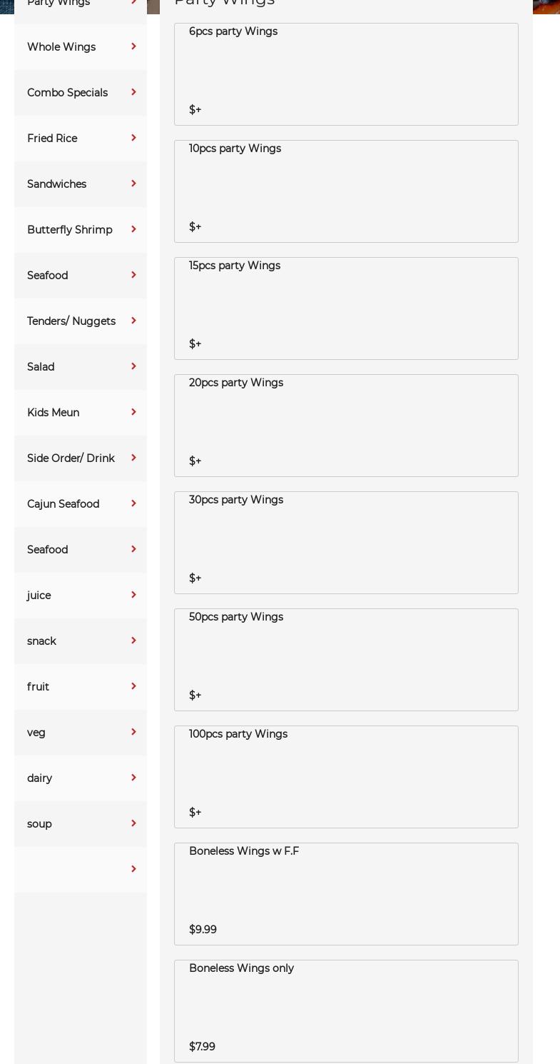 Wj Wings & Seafood Menu