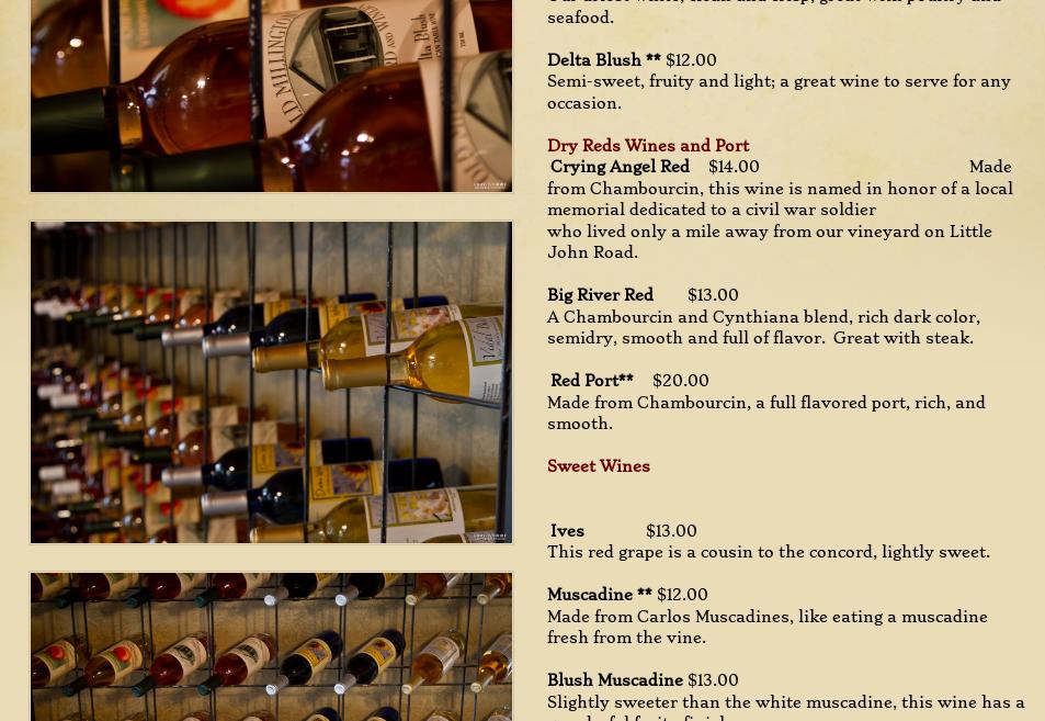 Old Millington Winery Menu