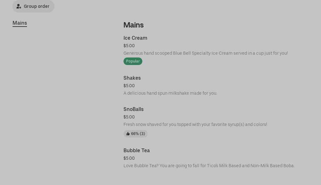 Crayon Shack After School Program Menu