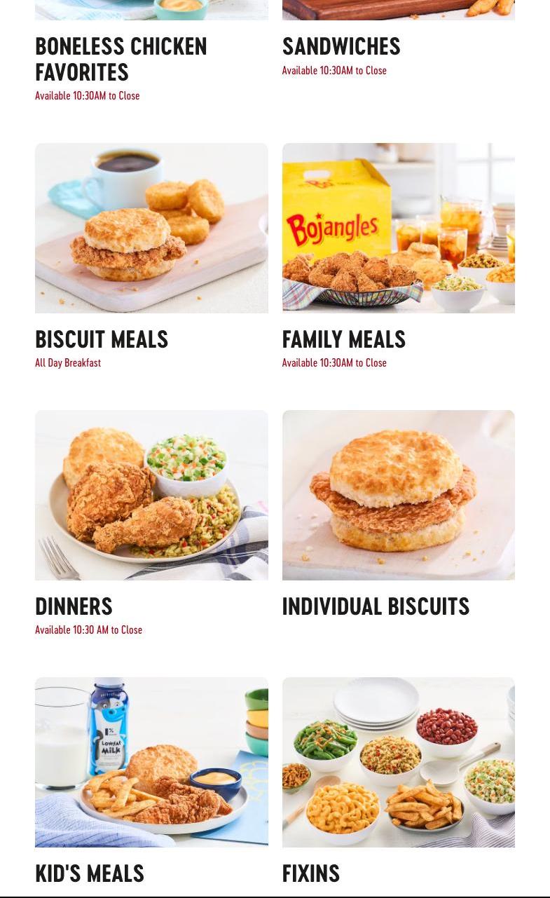 Bojangles Menu