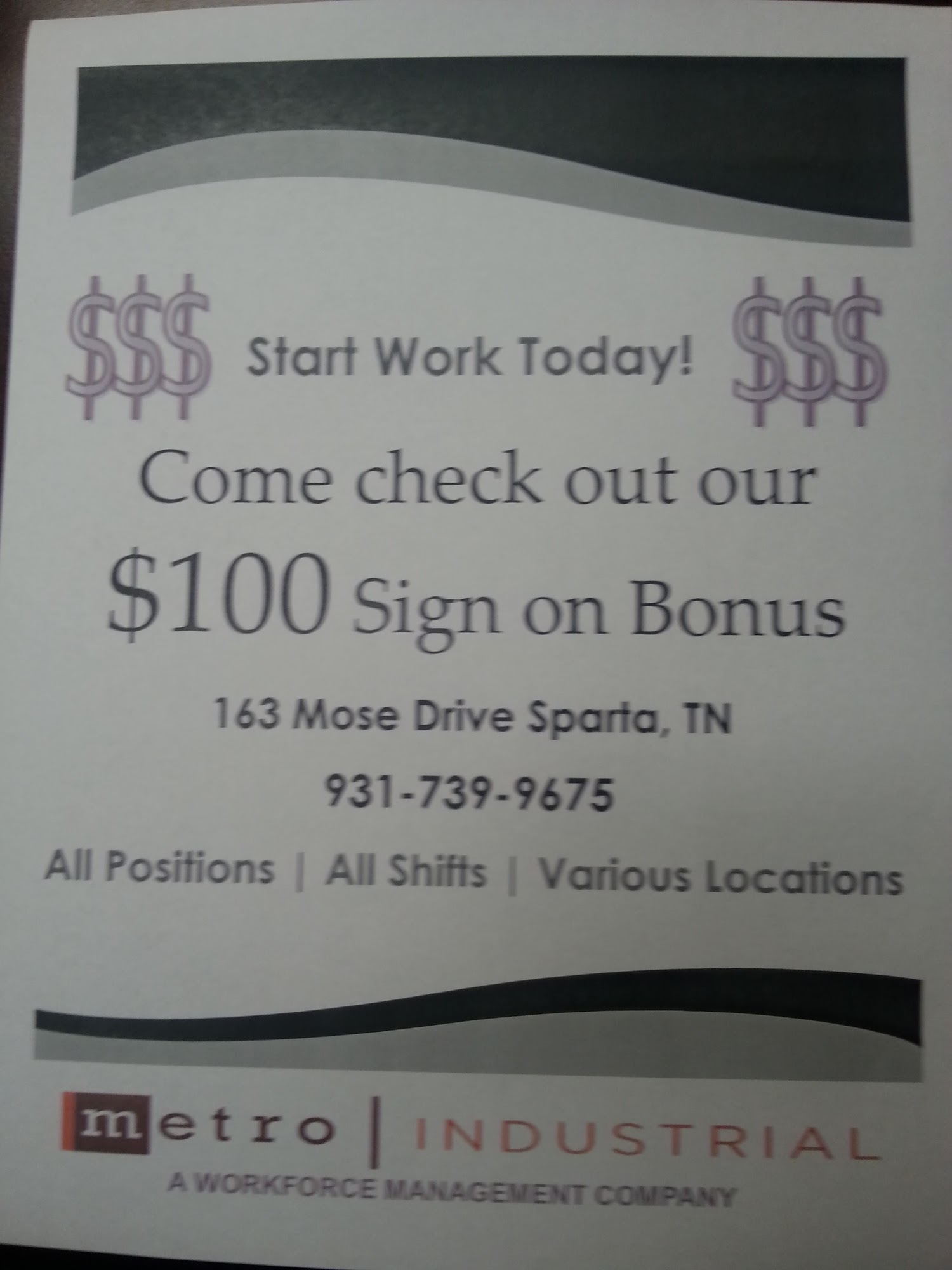 Metro Industrial Services in Sparta, TN 183 Mose Dr, Sparta Tennessee 38583