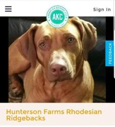 Hunterson Farms Rhodesian Ridgebacks Inc