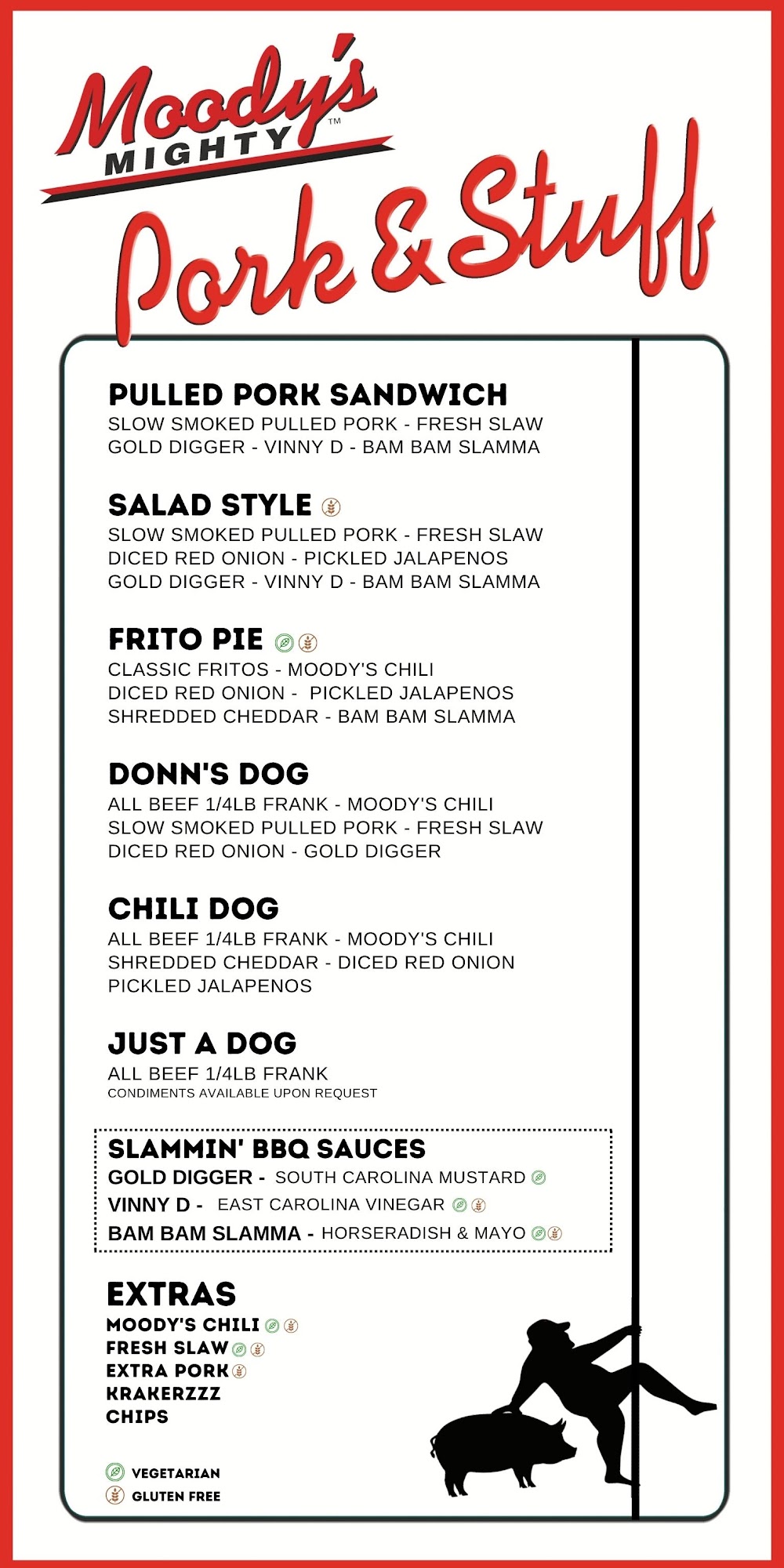 Moody's Mighty Pork & Stuff Menu