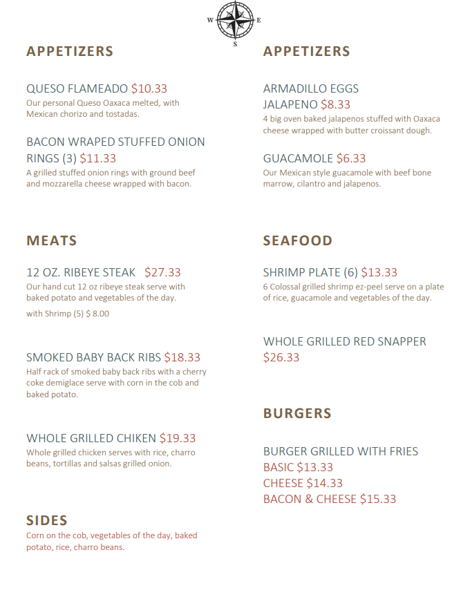 33 Degrees Restaurant & Bar Menu