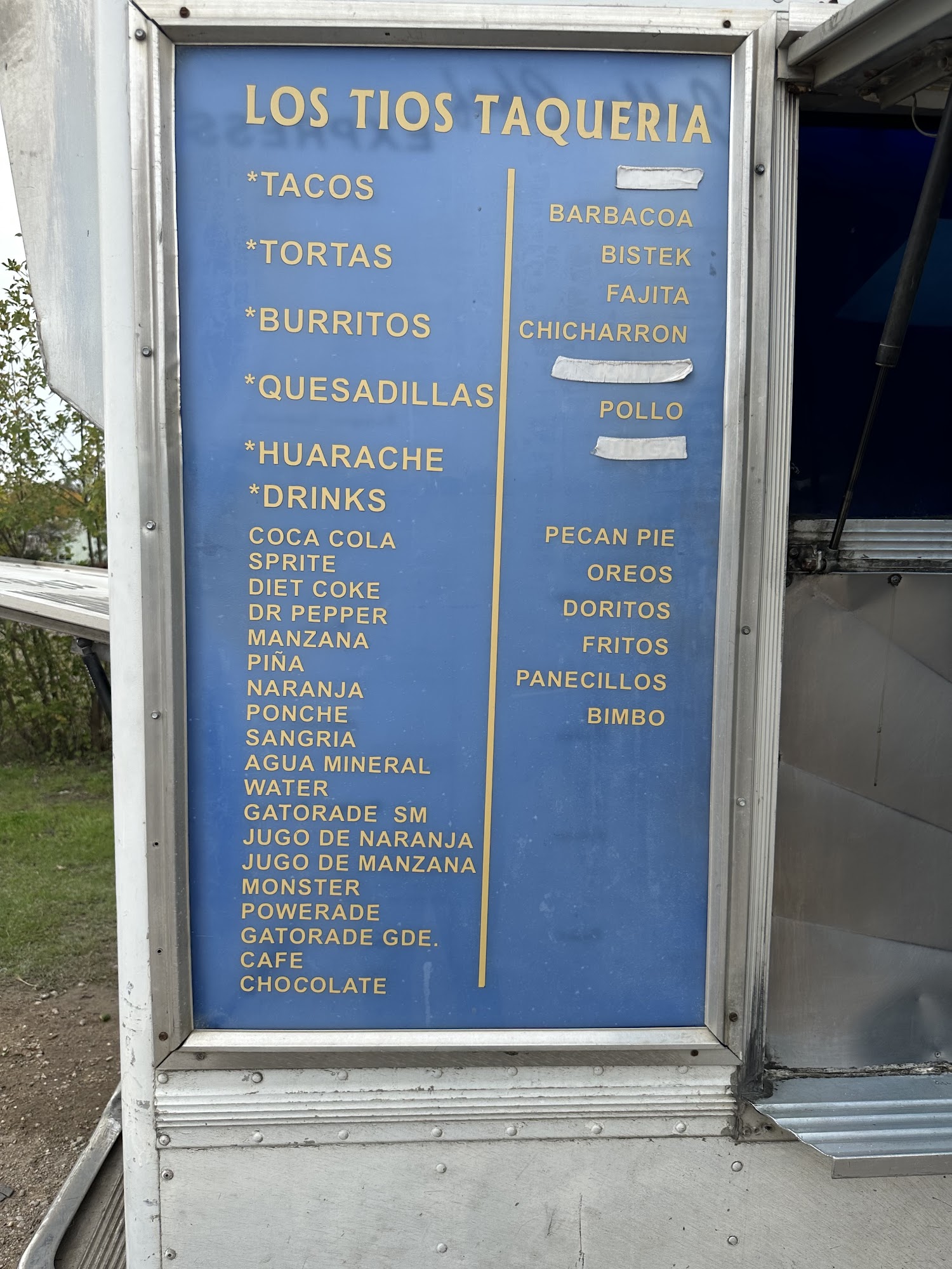 Tacos Menu