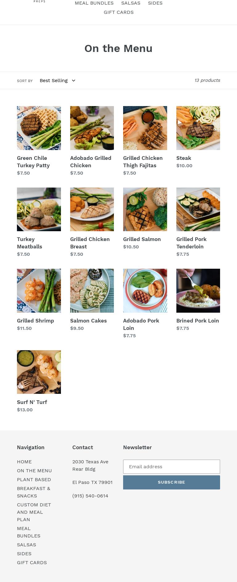 Nourish915 Menu