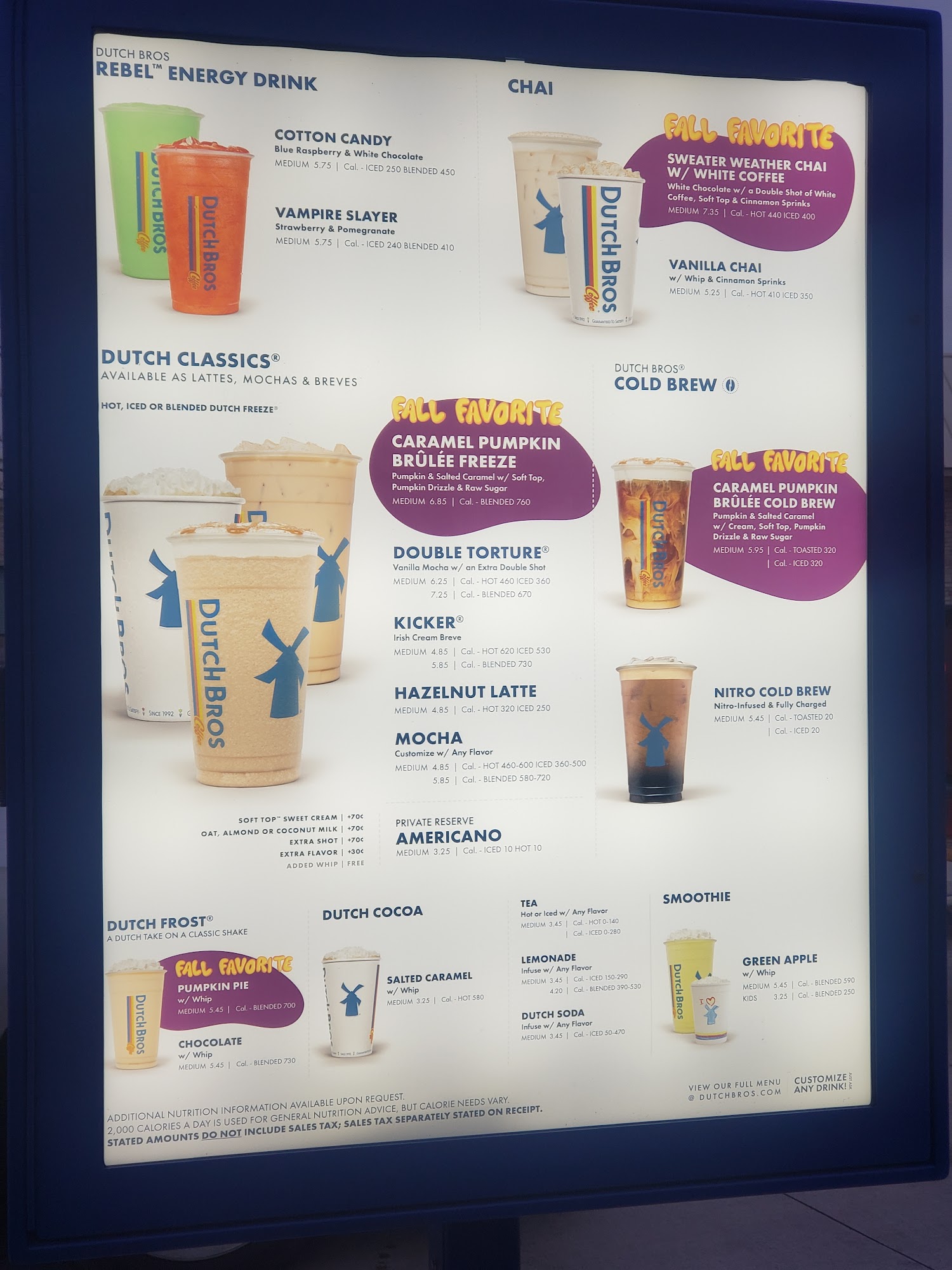 Dutch Bros Coffee Menu