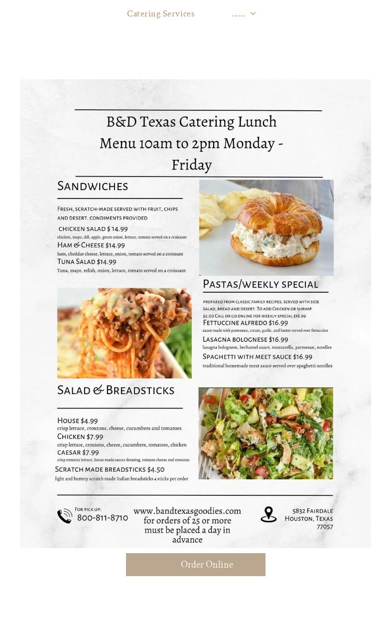 B & D Texas Goodies Menu