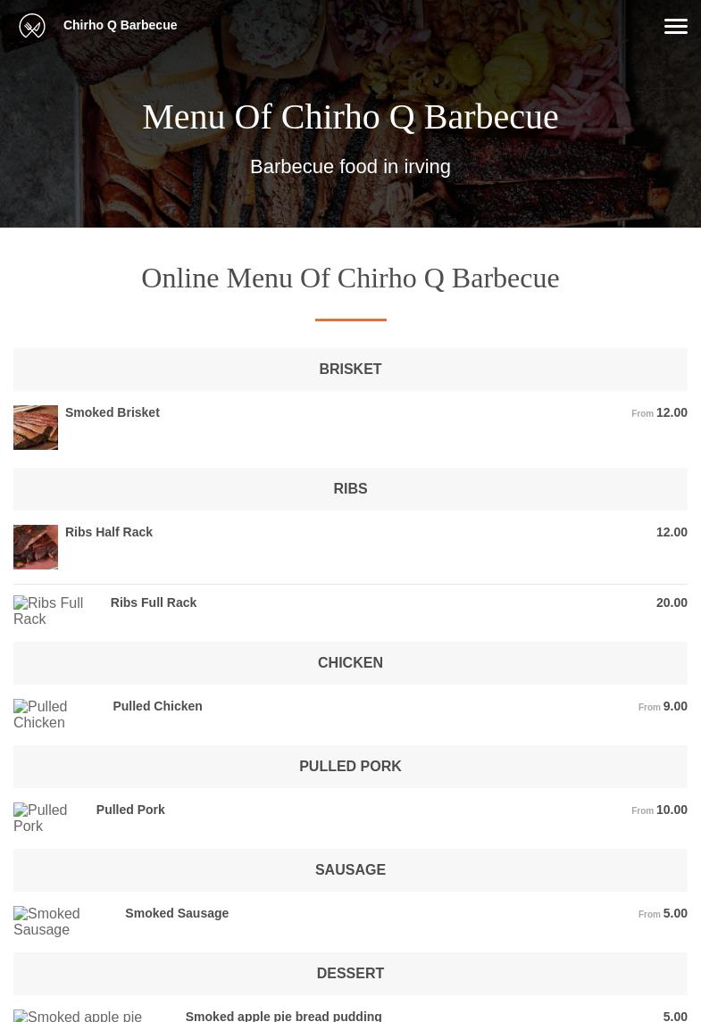 Chirho Q Barbecue Menu