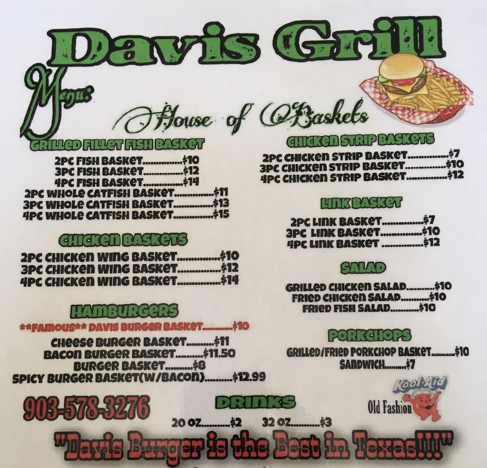Davis Grill Menu