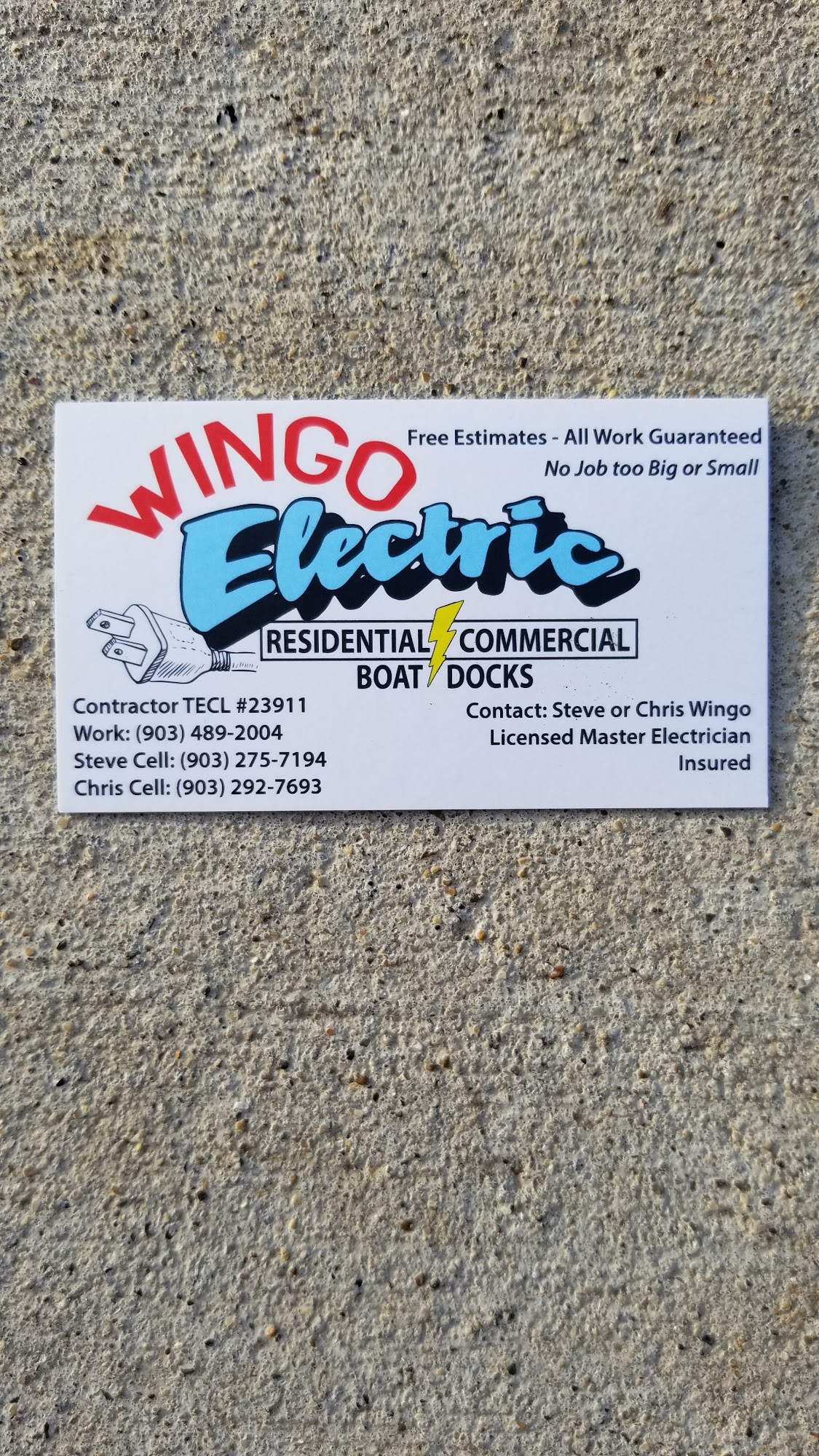 Wingo Electric LLC 14121 E Travis Ln, Malakoff Texas 75148