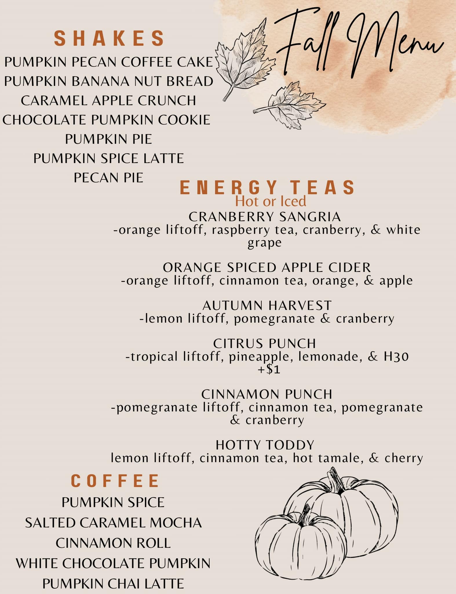 Lifestyle Nutrition Menu