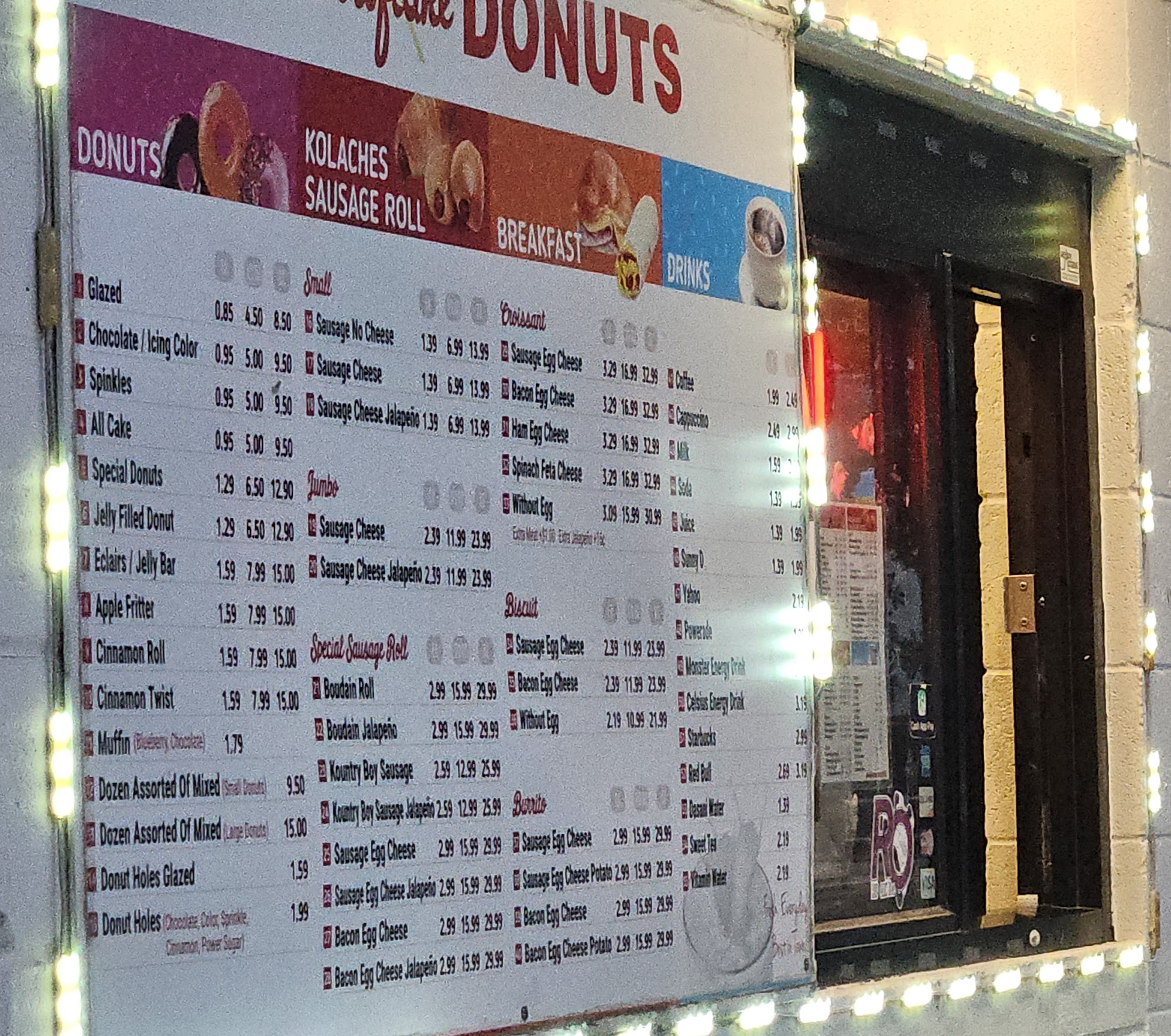 Snowflake Donuts Red Oak Menu
