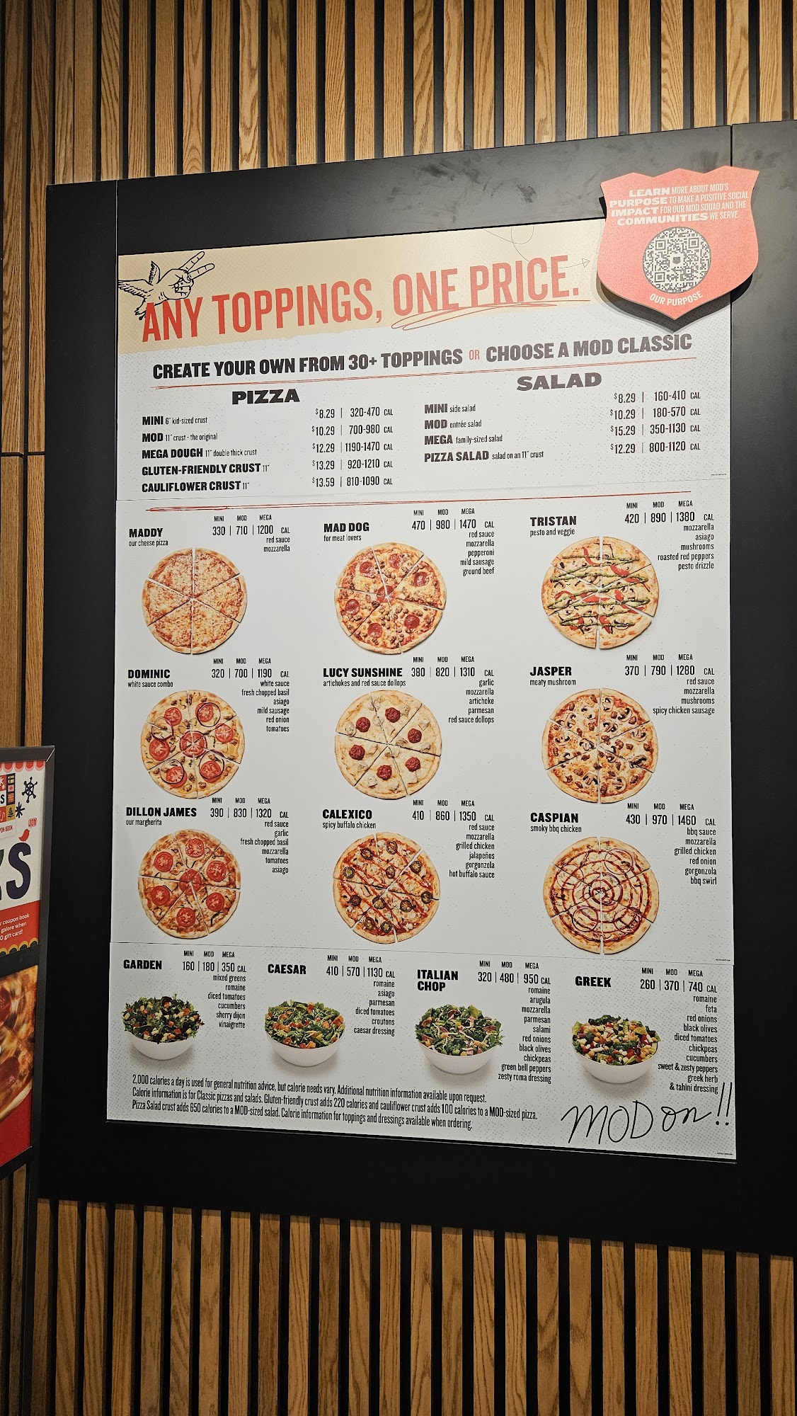 MOD Pizza Menu