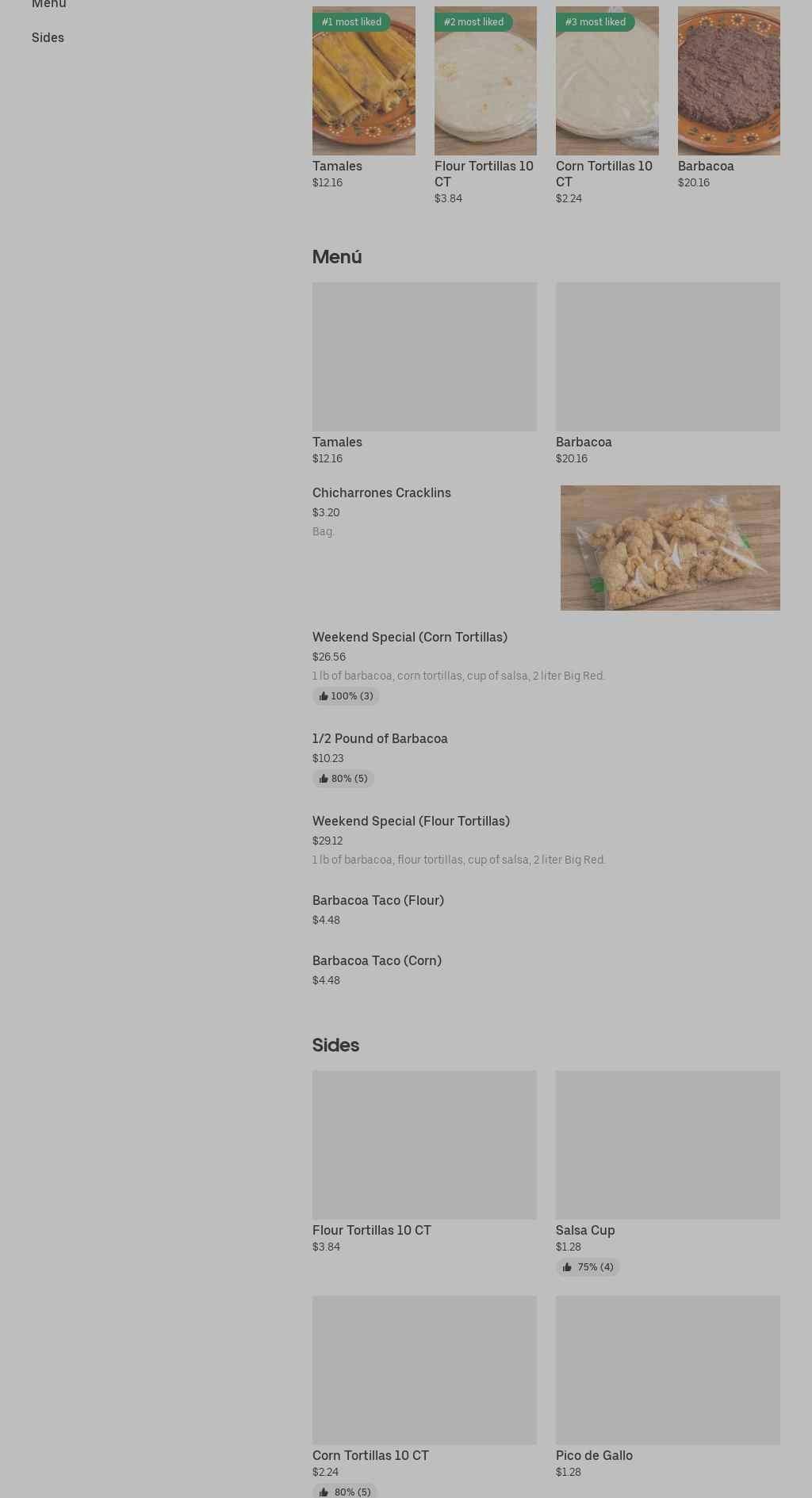 Pepe Barbacoa Menu