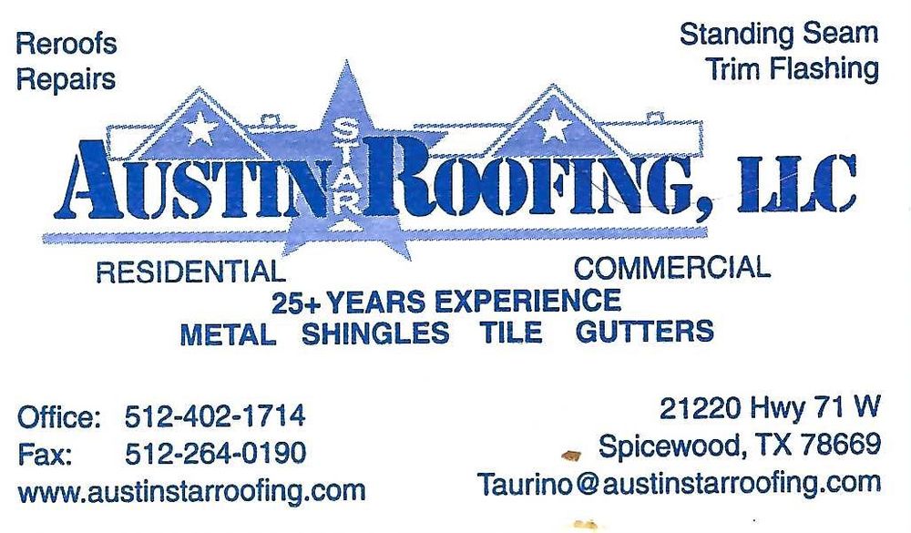 Austin Star Roofing 21220 State Hwy 71, Spicewood Texas 78669