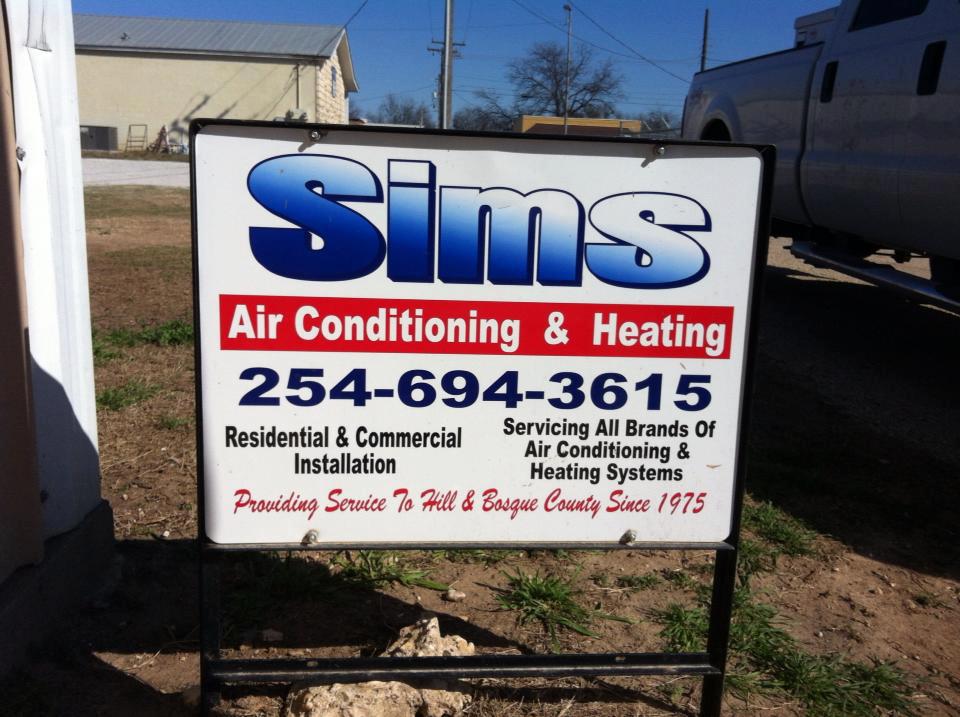 Sims Air Conditioning & Heating 1301 N Brazos St, Whitney Texas 76692