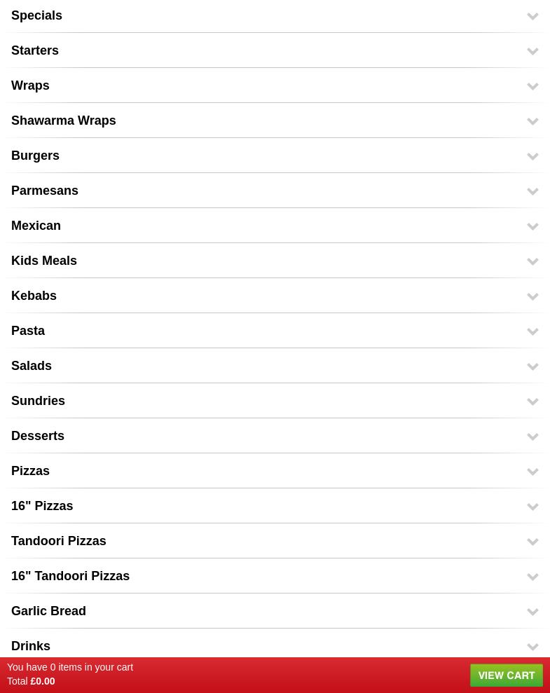 Bertos Menu