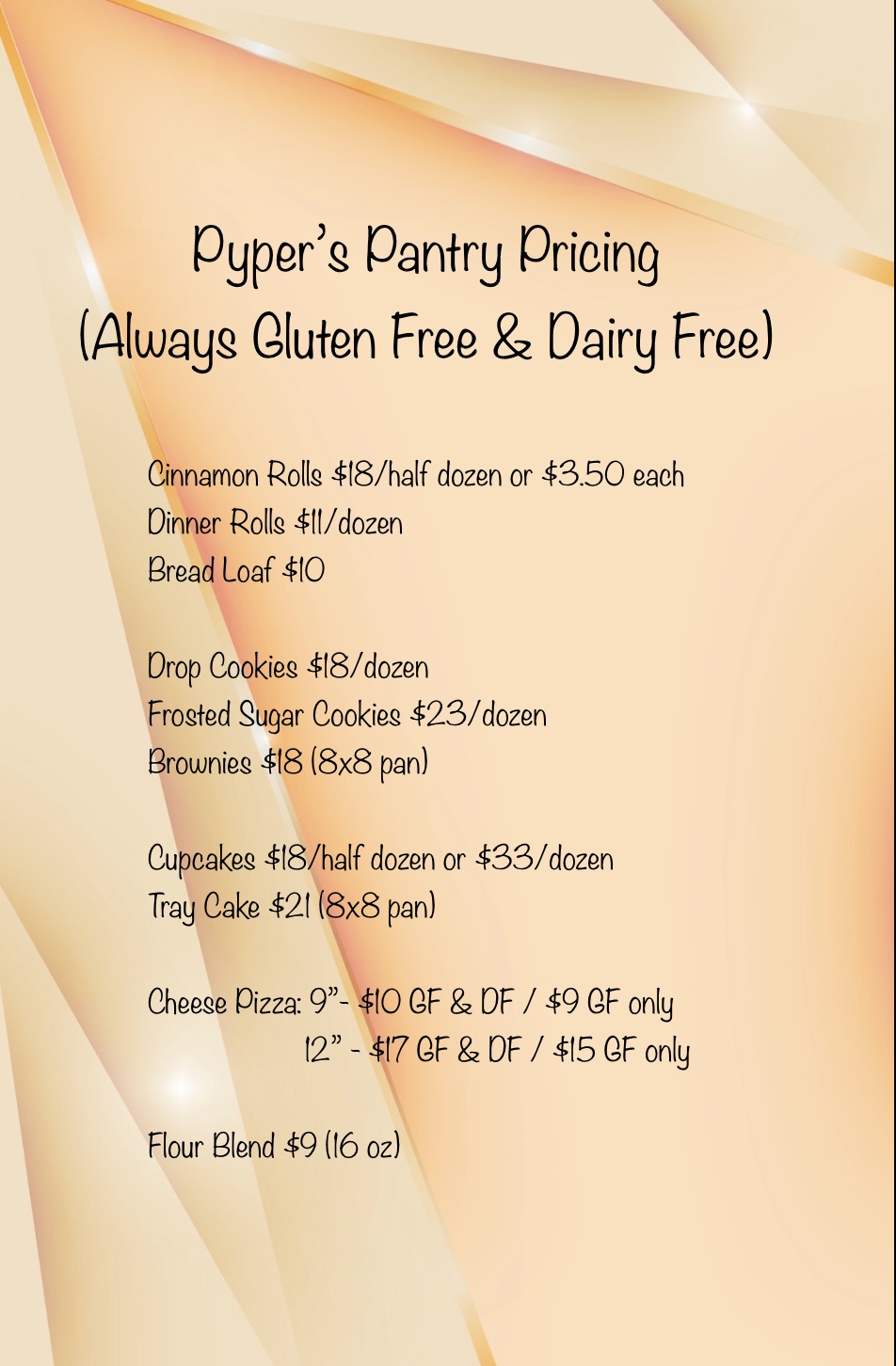 Pyper's Pantry Menu