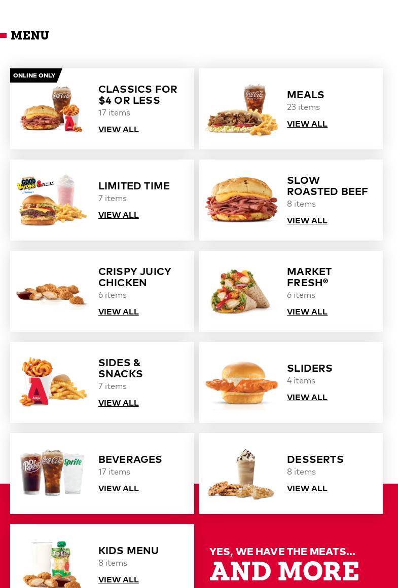 Arby's Menu