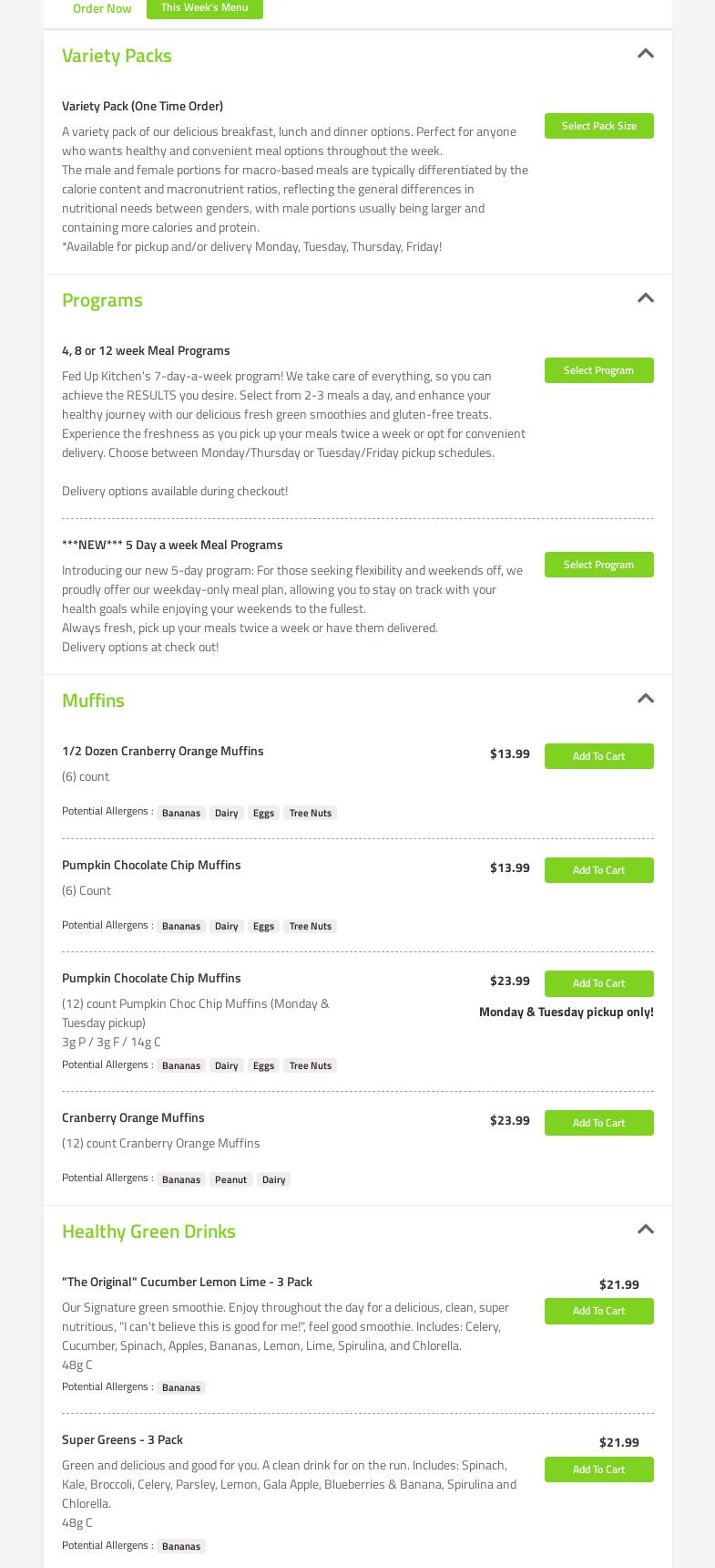 Fed Up Kitchen Cottonwood Menu