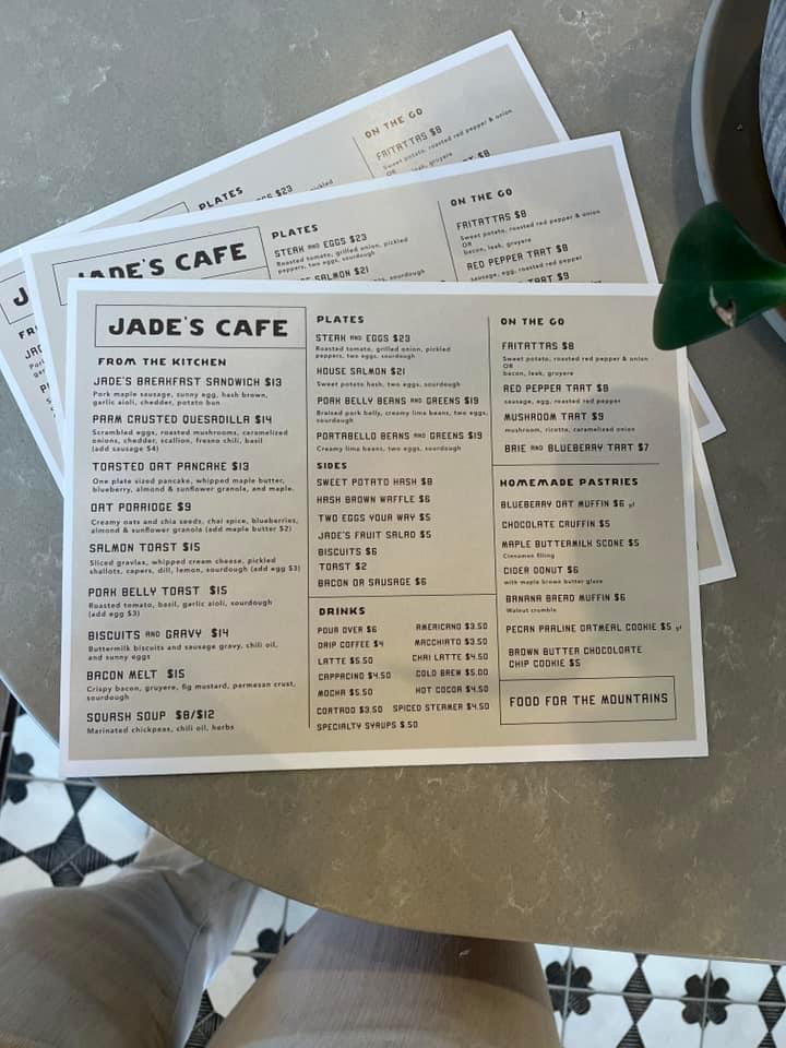 Jade's Cafe Menu