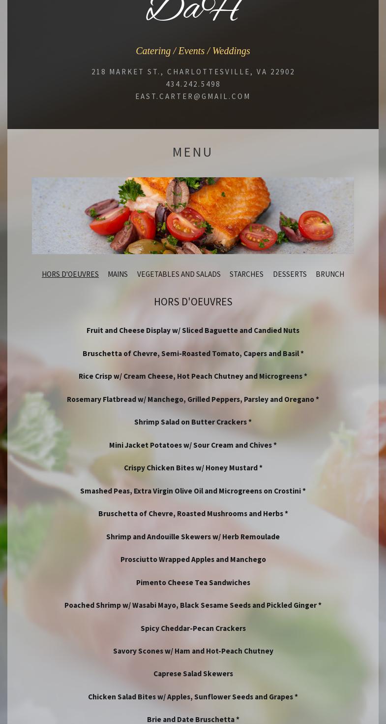 DaH Catering Menu