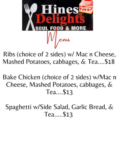 Hines Delights Menu