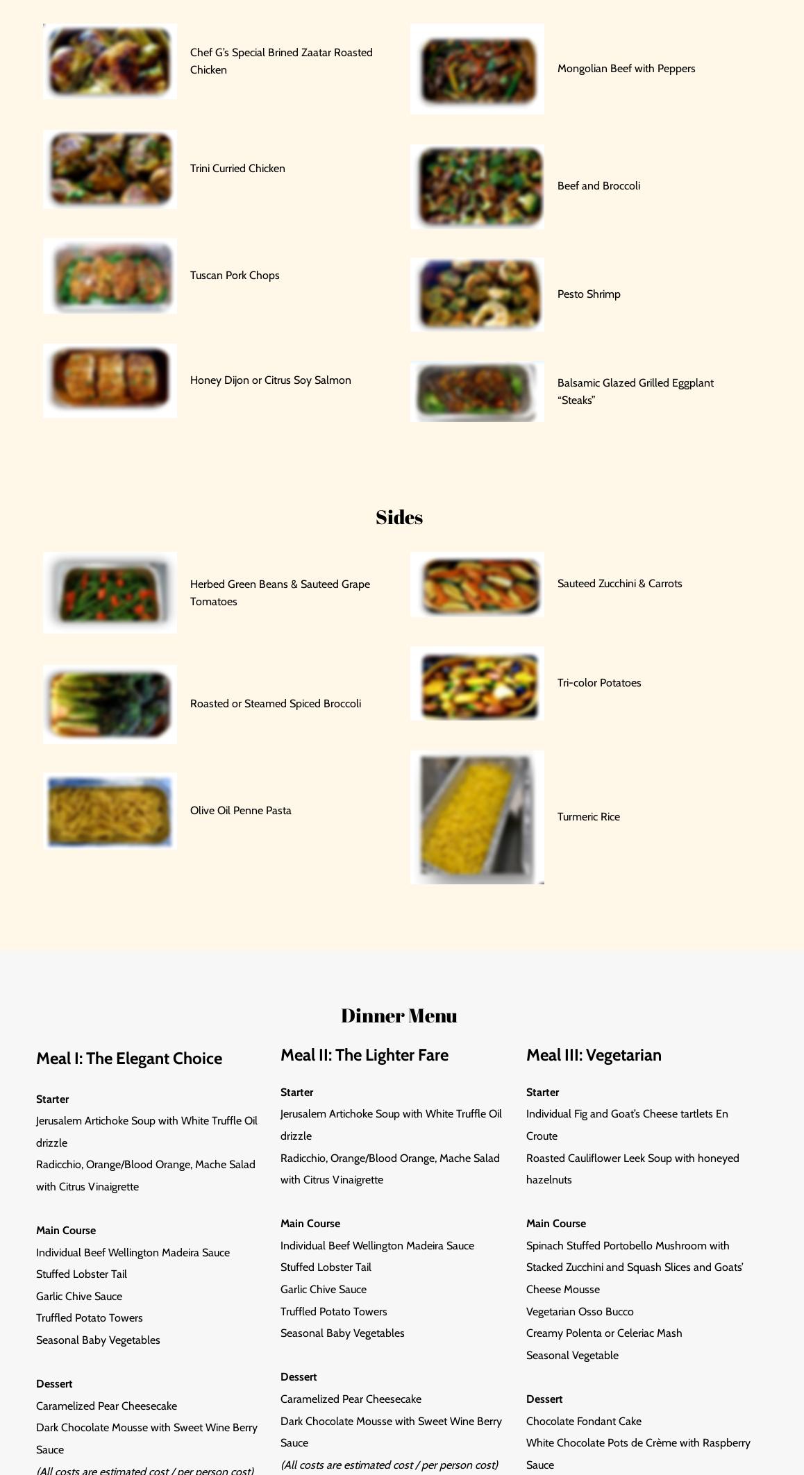 Delectable Dining by Chef Gail Menu