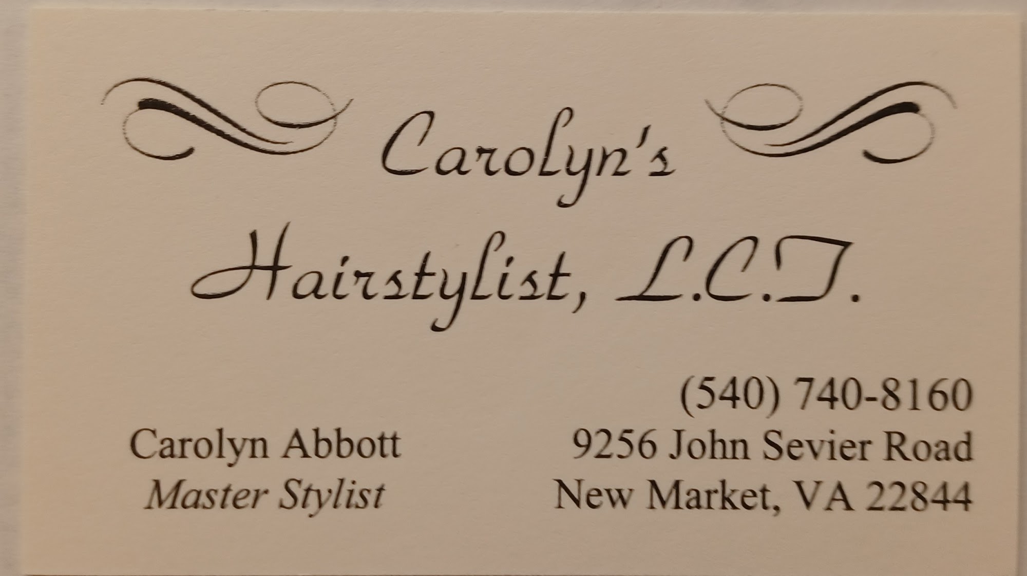 Carolyn's Hair Stylist 9256 John Sevier Rd, New Market Virginia 22844
