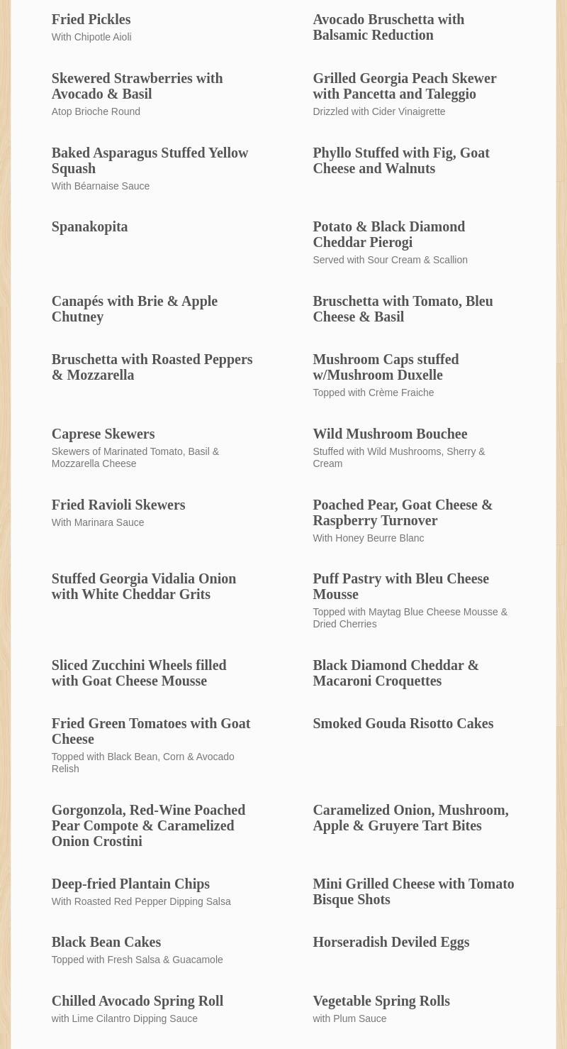 Chef By Design Catering Menu