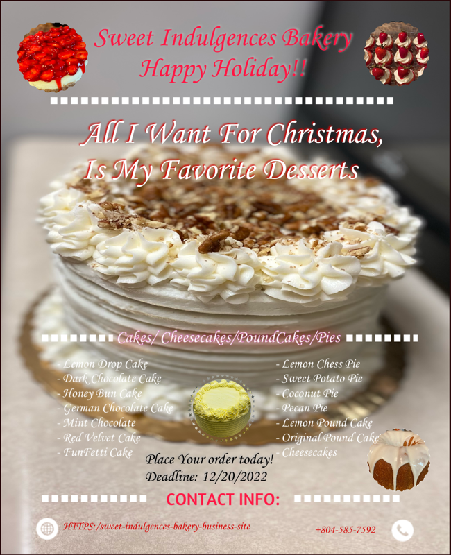 Sweet Indulgences Bakery, LLC Menu