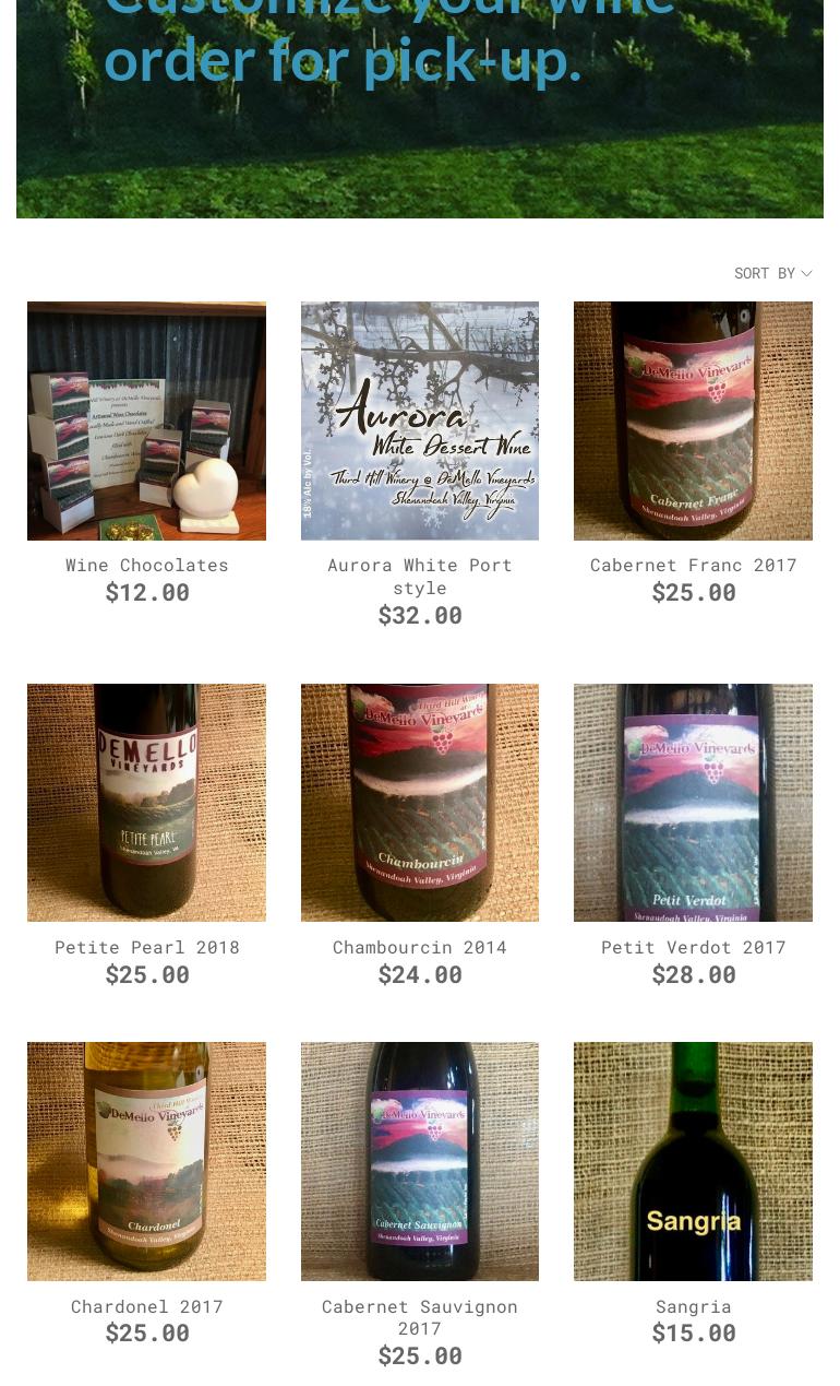 Third Hill Winery Menu