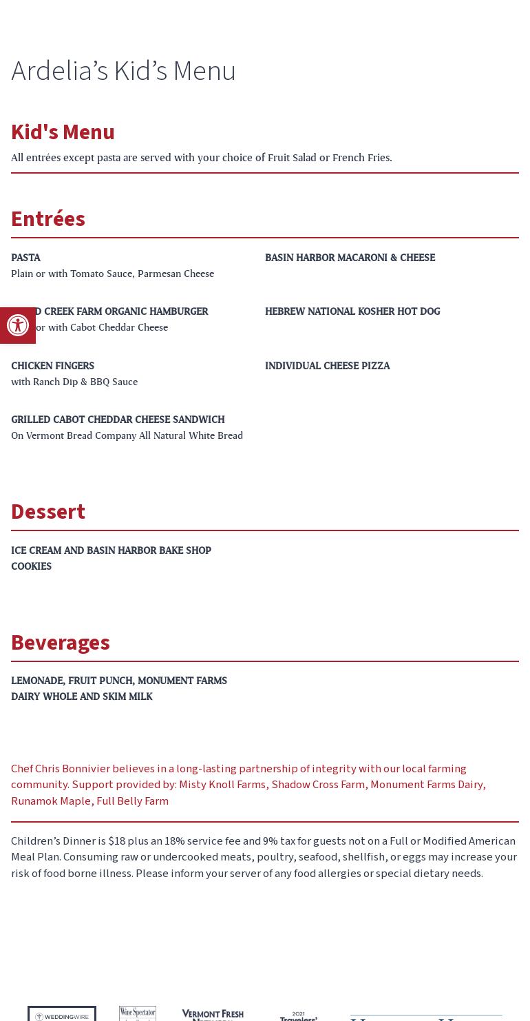 Ardelia's Restaurant Menu